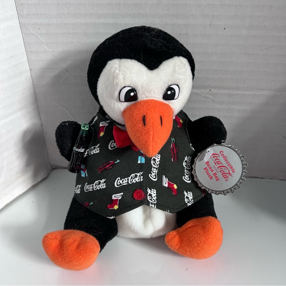 Coca Cola Penguin Plush with Black and Orange Accents